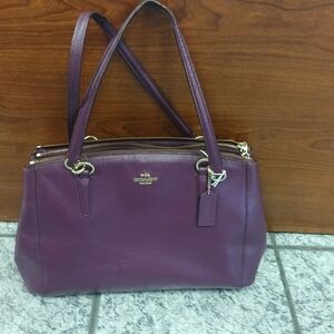 Coach Deep Purple Leather Shoulder Bag